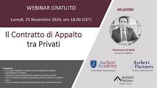 Webinar Il Contratto di Appalto tra Privati [upl. by Heron]