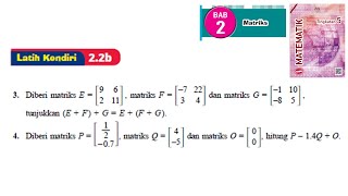 KSSM Matematik Tingkatan 5 Matriks latih kendiri 22b no3 no4 bab 2 matrices textbook form 5 [upl. by Waterman]