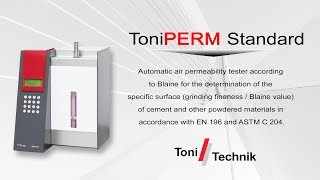 Toni Perm Standard EN 1966  ASTM C 20411 Fineness of hydraulic cement by air permeability [upl. by Titania]