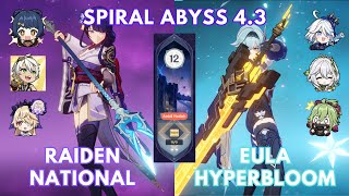 Raiden National amp Eula Hyperbloom  Spiral Abyss 43  Genshin Impact [upl. by Ferdie103]