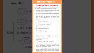 Separation of Amines  By Hinsberg method  JEE  NEET  BITSAT [upl. by Tannenwald]