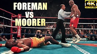 George Foreman vs Michael Moorer  BRUTAL KNOCKOUT Boxing Fight  4K Ultra HD [upl. by Ellegna]