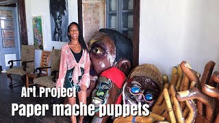 how I made a paper mache GIANT PUPPET FULL PROCESS Paper sculpture  StKitts Carnival Esp Subs [upl. by Edlitam]