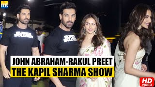 John Abraham in Super Soldier Tshirt Rakul Preet in Floral Saree Promote Attack on TKSS [upl. by Rialcnis524]