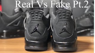 Latest Fake Black cat 4s Vs Retail pair Black light and weight comparisons [upl. by Duggan995]