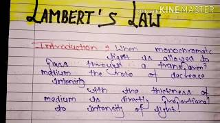 LAMBERT law  Spectroscopy Notes Lamberts Law  MSc Notes  Net CSIR JRF spectroscopy [upl. by Blackstock]