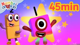 Counting Level 1  Numberblocks 45 Minute Compilation  123  Numbers Cartoon For Kids [upl. by Maynard]