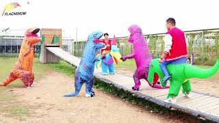 Funny Halloween Inflatable dinosaur costume  dinosaur dancing [upl. by Celesta]