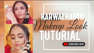 STEP BY STEP FESTIVE MAKEUP TUTORIAL  BUDGET FRIENDLY PRODUCT KARWACHAUTH MAKEUP LOOK makeup [upl. by Aztinay414]