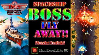 Spaceship BOSS Fly Away 1945 Air Force Airplane Games Hard Level 181 to 185 Gaming Video mission [upl. by Neelyad]