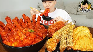 ASMR MUKBANG 직접 만든 대왕 가래떡 떡볶이 불닭볶음면 소세지 핫도그 먹방 amp 레시피 FIRE NOODLES AND Tteokbokki EATING SOUND [upl. by Neehs680]