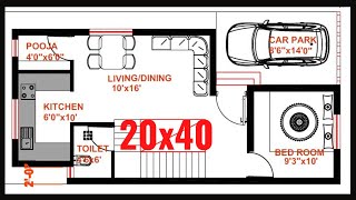 20x40 house PlanSouth Facing2BHK duplex Vasthu Plan [upl. by Keiryt]