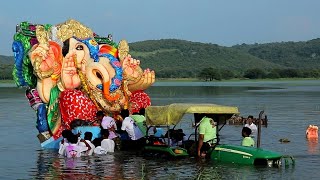 Big ganesh Nimajjanam 2023  Ganpathi visarjan 2023  Ganesh immersion 2023 in village Lake [upl. by Fineberg]