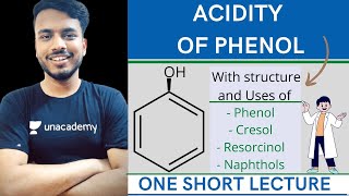 Acidity of phenol  Resonance in phenol  structure and uses of phenol cresol resorcinol napthol [upl. by Gilson]