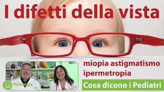 Miopia astigmatismo ipermetropia i difetti della vista Cosa dicono i Pediatri [upl. by Florence]