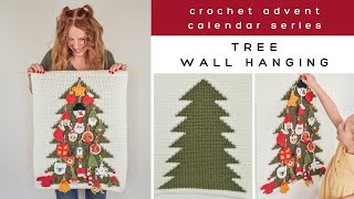 Crochet Tree Wall Hanging Tutorial  Crochet Advent Calendar Series [upl. by Eissirhc]