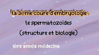 le spermatozoïdes structure et biologie 🩵3éme cour dembryologieشرح مفصل بالعربية [upl. by Nesiaj336]