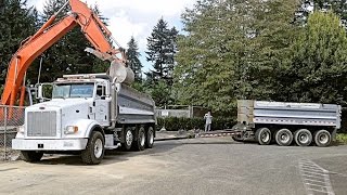 Peterbilt 378 Dump Truck and Pup Trailer Working  Pacific Rim Machinery Inc [upl. by Heuser]