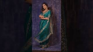 Teal blue glass tissue anaya saree [upl. by Kolodgie]