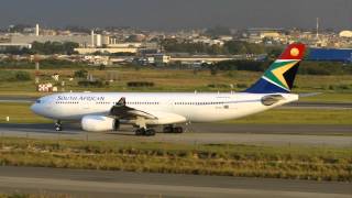 HD  South African A330243 at Guarulhos GRUSBGR  Runway 27 [upl. by Eisnyl]