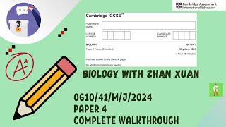 IGCSE Biology 0610  061041MJ24  MayJune 2024 Paper 41 Extended [upl. by Cesya203]