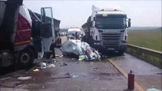 Traffic pileup on N12 after trucks collide [upl. by Dumond]