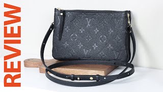 Louis Vuitton Double Zip Pochette Monogram Empreinte Leather REVIEW [upl. by Audwen]