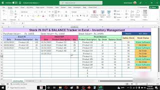 Inventory Control Template in Excel  Stock In Out Balance and Re Order [upl. by Asoramla511]