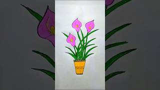 flower vase drawing  how to draw a flowerpot  flower drawing with colored pencils [upl. by Aryamoy276]