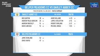 Derbyshire County CL  Div 2  Belper Meadows CC 1st XI v Darley Abbey CC 1st XI [upl. by Dicky]