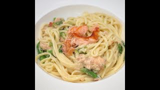 Recept Pasta warm gerookte zalm met groene asperges [upl. by Nanette]