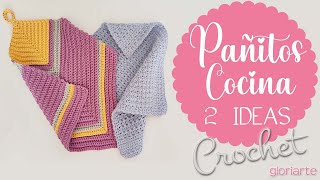 Paños o trapo de cocina GANCHILLO 2 IDEAS Súper Fácil CROCHET kitchen towels 2 IDEAS Very easy [upl. by Zela]