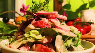 Cress Radish Tomato Radicchio Romaine Salad with Garlic Cashew Dressing  Take 3 [upl. by Enilrad]