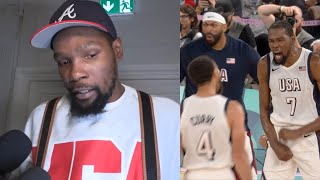 Kevin Durant reacts to Steph Curry masterclass and Team USA win vs Serbia [upl. by Aliuqaj]