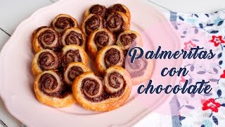 Palmeritas de hojaldre con chocolate  Receta Fácil [upl. by Gary]