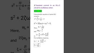 Transient current in an RLC circuit is oscillatory when  TRB – 14E Network analysispbeee2417 [upl. by Kleiman]