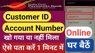 how to know lost ippb account no and customer id  ippb customer id kaise nikale [upl. by Ynogoham]