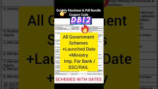 Government schemes With dates Impfor ALL BANK SSC EXAMS ৷ SHORTS SCHEMES [upl. by Anoet]