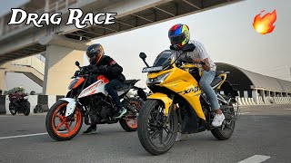 Hero Karizma Xmr 210 Vs Duke 250 Drag Race ये तो सोचा ही नहीं था 😳  Duke 250 and karizma race [upl. by Trudy474]