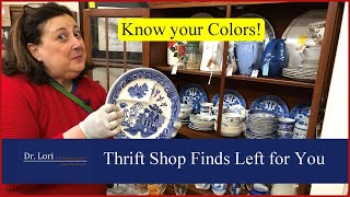 Know your Colors Pyrex Pewter Blue Willow China Johnson Brothers more  Thrift with Me Dr Lori [upl. by Adnuhs334]