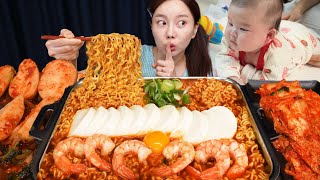 아기가 잠 든 사이 🌙 미소 몰래 신라면 밥까지 말아서 야무지게 먹방 While the baby is Sleep Korean Ramen Mukbang ASMR Ssoyoung [upl. by Heidt]