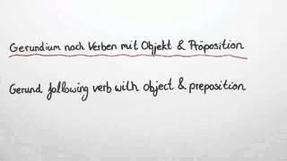 Gerundium nach Verben mit Objekt und Präposition  Englisch  Grammatik [upl. by Lapotin]