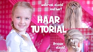 ZOETE ZUSJES HAAR TUTORIAL waterval vlecht met hart amp FROZEN vlecht ♥DeZoeteZusjes♥ [upl. by Anitsuj49]