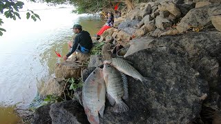 A TEMPERATURA ESTAVA BAIXA E OS PEIXES FERVENDO Pescaria caipira [upl. by Nelan]