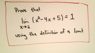 Precise Definition of a Limit  Example 2 Quadratic Function [upl. by Osrit175]