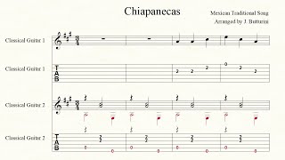 CHIAPANECAS Mexican Traditional arranged for two guitars with tab [upl. by Oer]