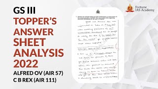 GS III Paper  2022 Topper’s Answer sheet analysis  Alfred OV AIR 57 CB Rex AIR 111  Fortune [upl. by Alemak259]