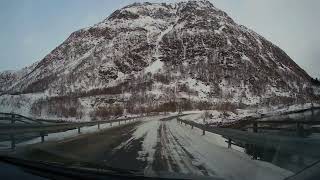 Driving in Winter NORWAY From Svolvær to Laukvika Lofoten Islands [upl. by Inanaup]