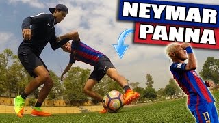 JUEGA COMO NEYMAR  Como hacer un PANNA al estilo NEYMAR  Jugadas caños fintas de futbol [upl. by Yrtnahc]