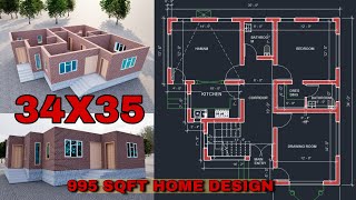 New Home Design  1068 sqft 35x34  Luxurious house [upl. by Piks770]